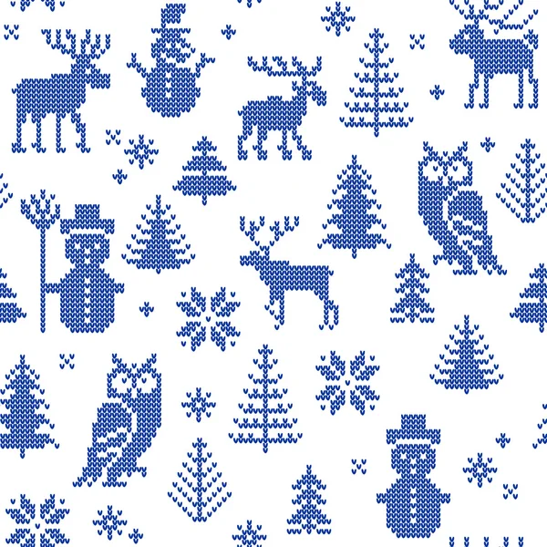 Weihnachten Hintergrund mit Hirsch zum Stricken — Stockvektor