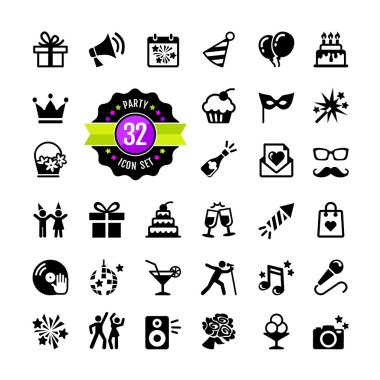 Web Icon set - parti, doğum günü, kutlama