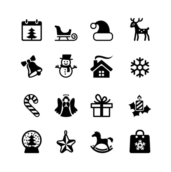 Navidad y Año Nuevo. Conjunto de iconos web — Vector de stock