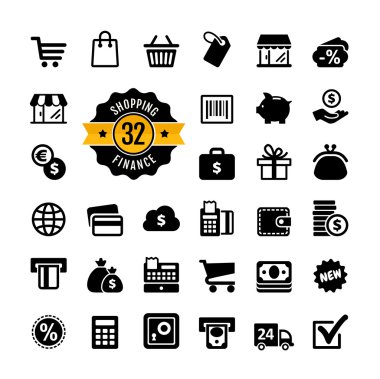web Icon set - alışveriş, para, finans