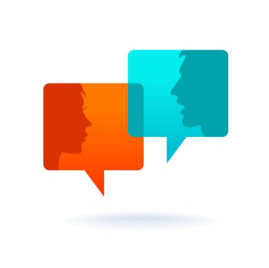 Dialog - Speech bubbles with two faces clipart