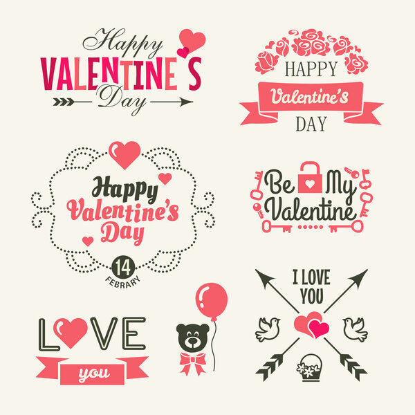День Святого Валентина. Набор типографических элементов с сердцами
.