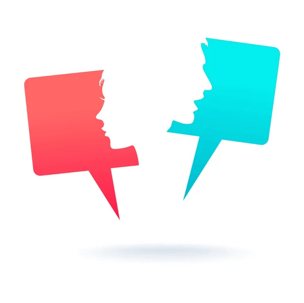 Ikon orang dengan gelembung dialog berbicara berwarna-warni - Stok Vektor