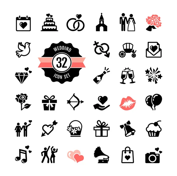 Conjunto de ícones da Web - Casamento, casamento, noiva — Vetor de Stock