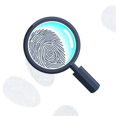 Magnifying glass with fingerprint clipart