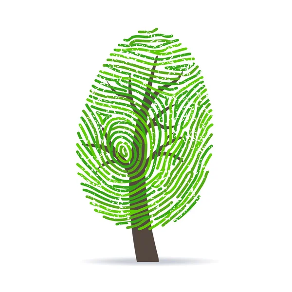 Δακτυλικών αποτυπωμάτων πράσινο δέντρο — Διανυσματικό Αρχείο