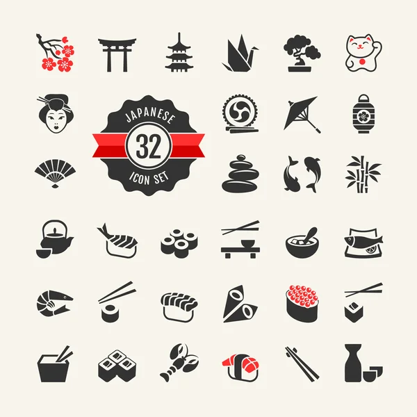 Japonya seyahat web Icon set