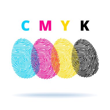 Cmyk concept with fingerprints
