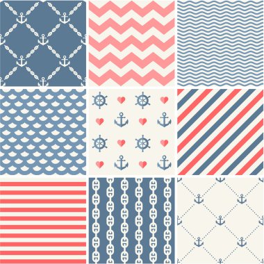 Navy vector seamless patterns collection