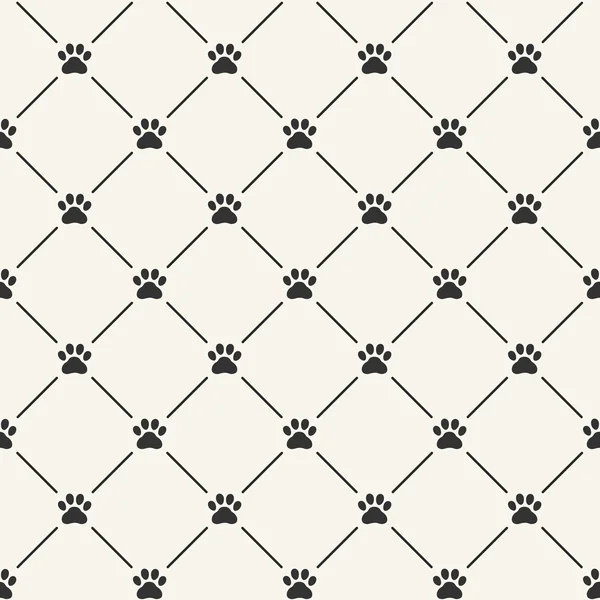 Simple seamless vector pattern with paw prints — Stock Vector