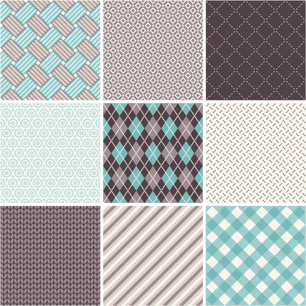 Seamless patterns set - tartan, argyle, sell — Stock Vector