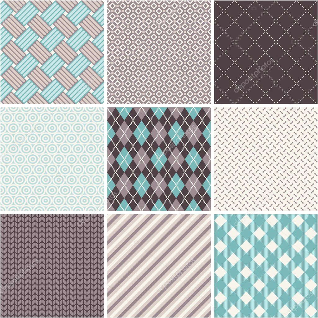 Seamless patterns set - tartan, argyle, sell
