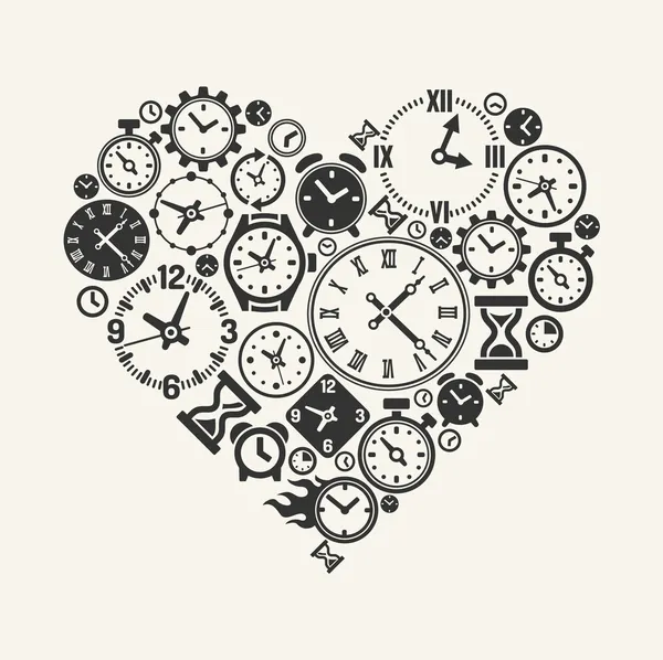 Vektorové hodin srdce — Stockový vektor