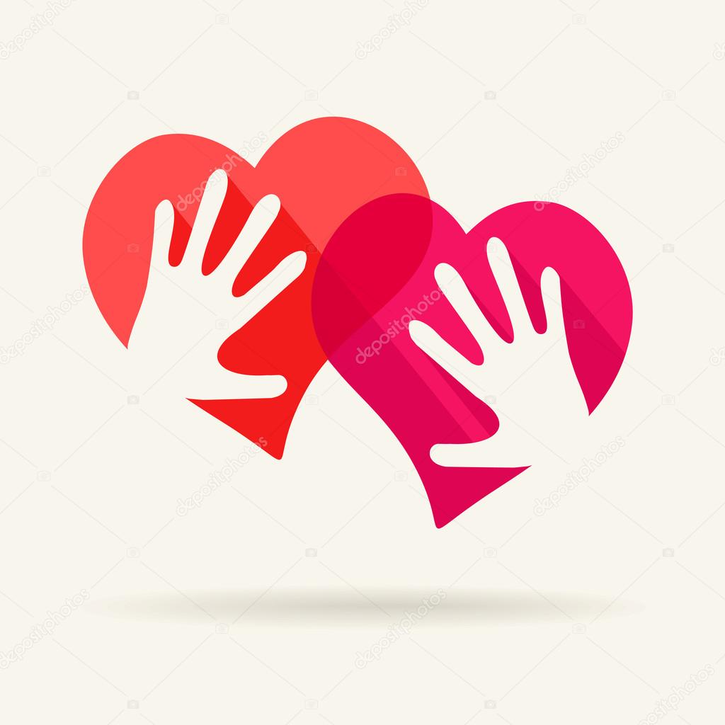 Two hearts and two hands - symbol of love