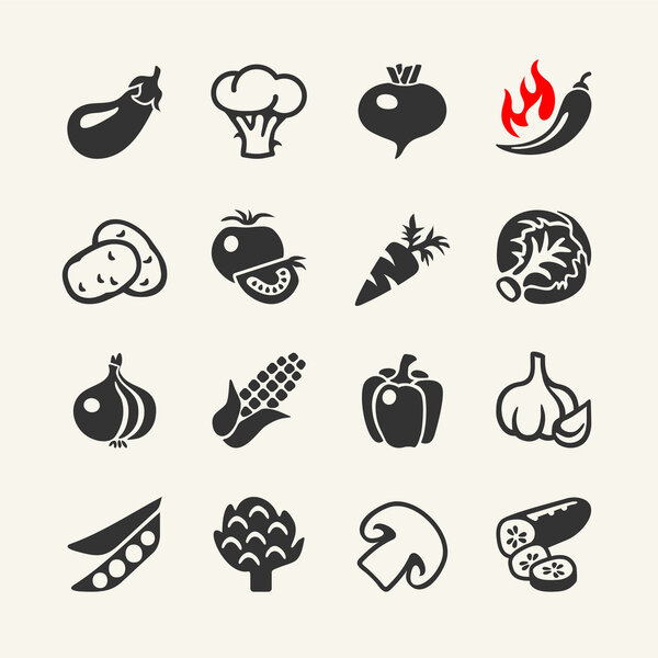Набор векторных иконок для овощей
