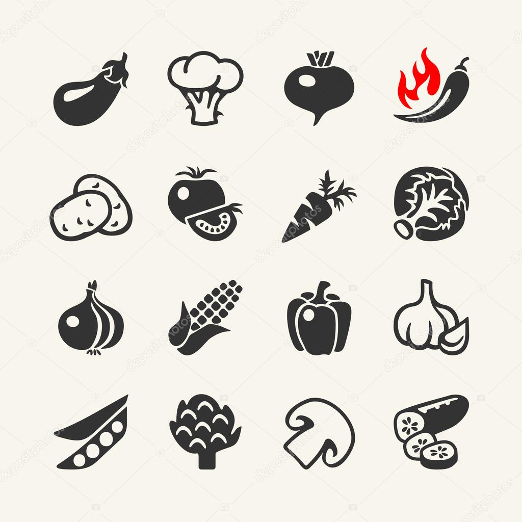 Vegetables vector web icon set