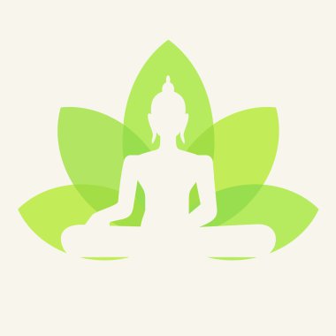 Bir lotus çiçeği arka plan üzerinde oturan buddha silüeti