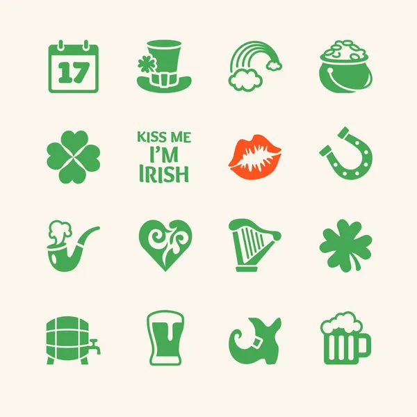 Saint patrick's day. universele plat pictogrammen set — Stockvector