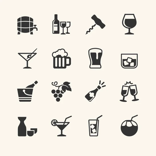 Bebida alcohólica - conjunto de iconos — Vector de stock