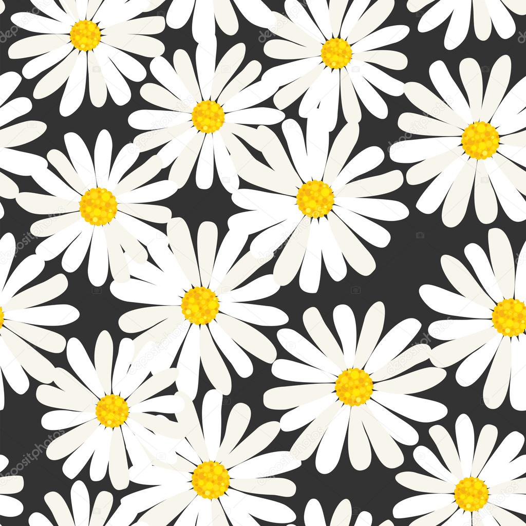 Seamless daisies vector pattern