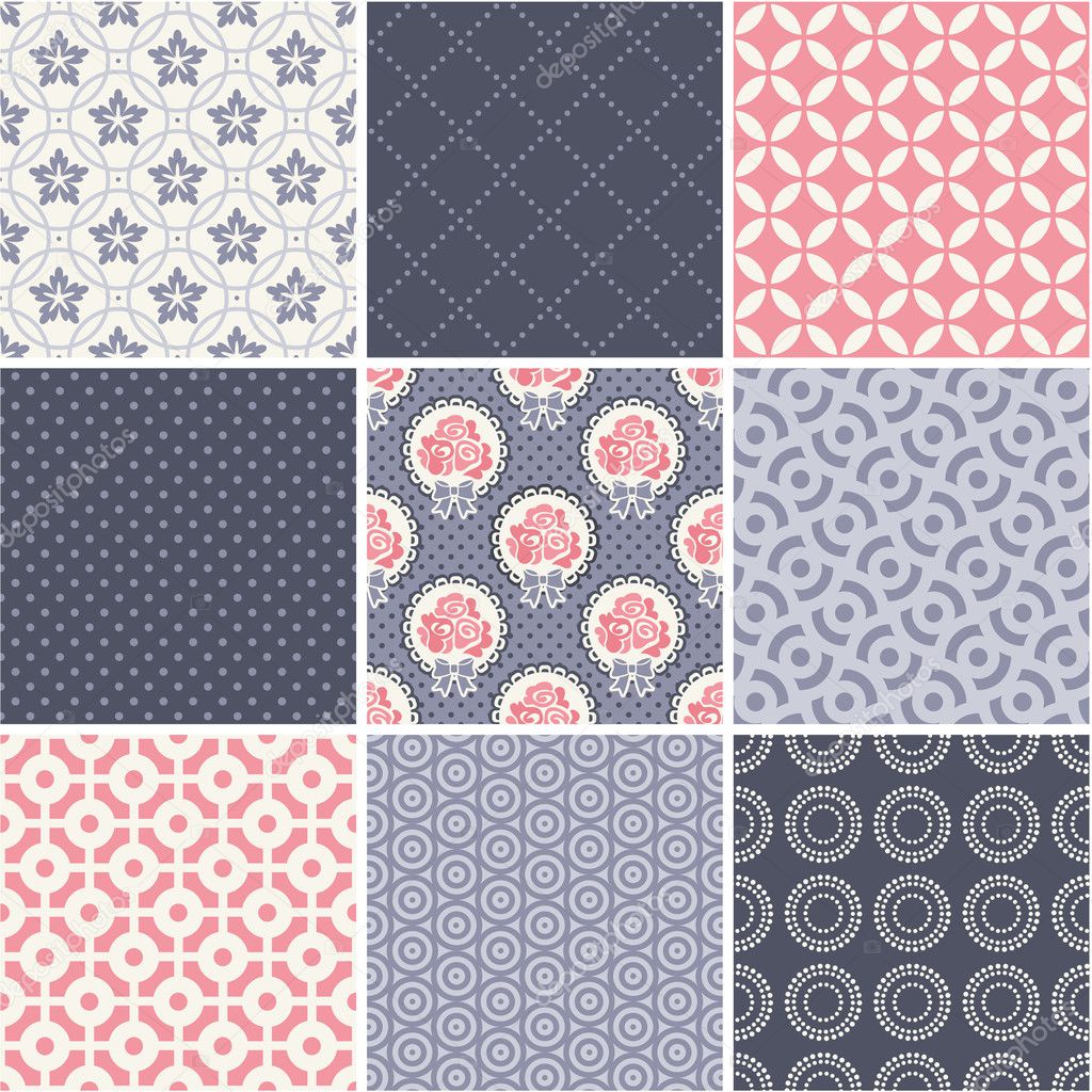 Seamless patterns set - simple wedding theme