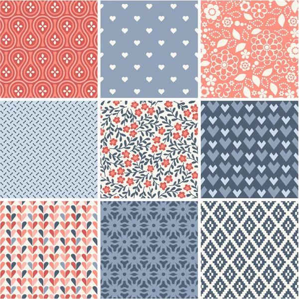 Seamless patterns set - simple wedding theme — Stock Vector