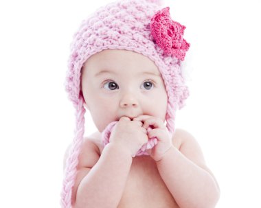 beyaz 7 aylık bebek kız portre