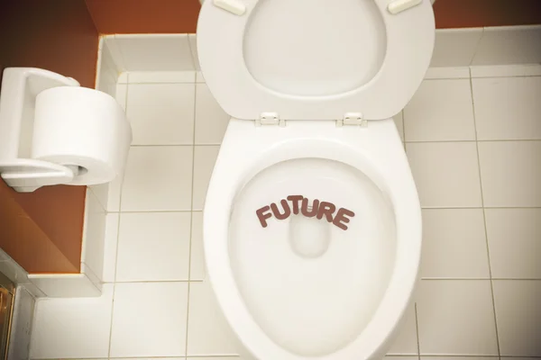 Outlook for future in the toilet — Stock Photo, Image