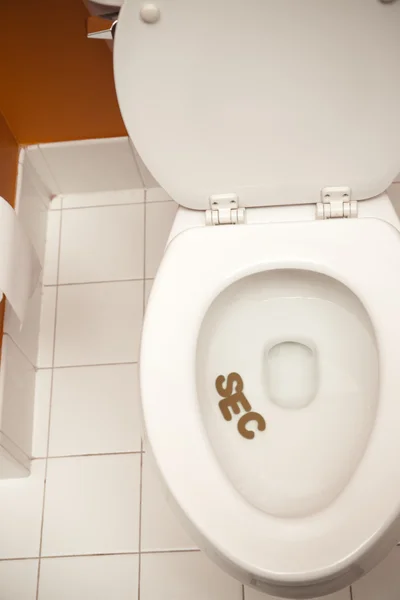 Bathroom toilet with the inscription SEC — Stock Photo, Image