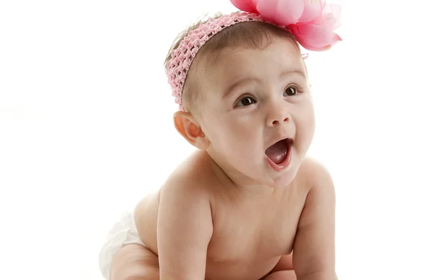 Schattige babymeisje lachen — Stockfoto