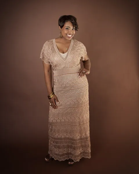 African american woman in long dress — Stock Photo, Image