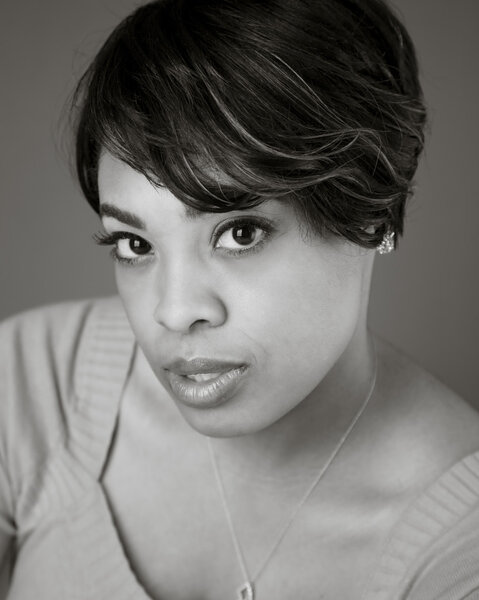 Black and white portrait of attractive black woman