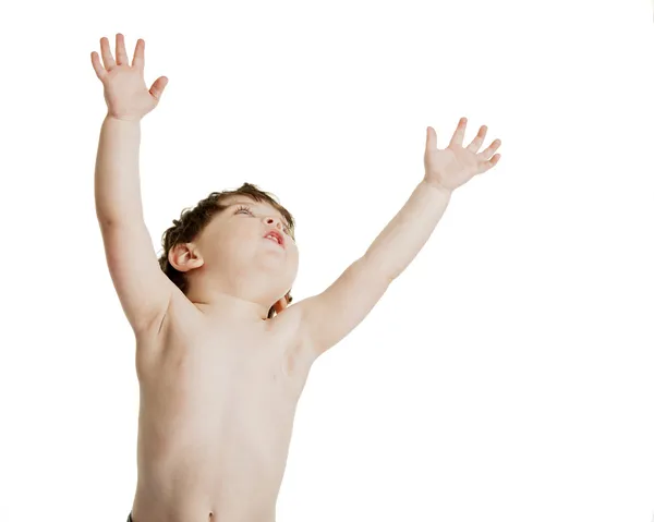 Gergin kolları olan küçük çocuk — Stok fotoğraf