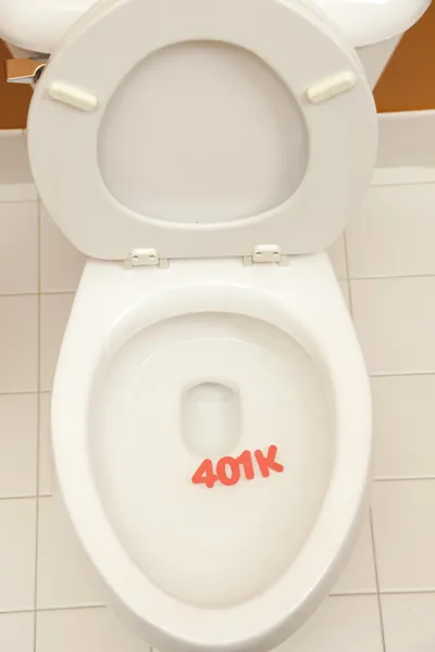 Badkamer toilet met de inscriptie 401k Stockafbeelding