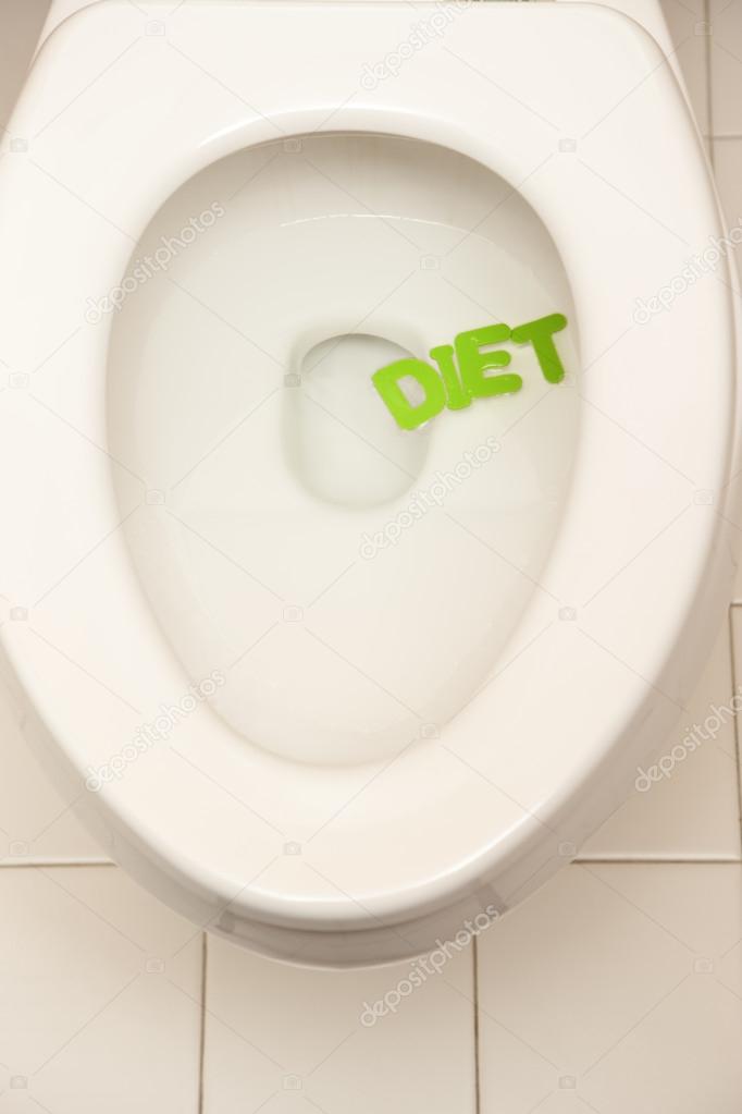 Bathroom toilet with the inscription diet