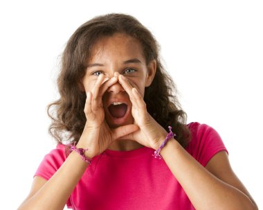 bir ileti karma yarış kız bağırıyor