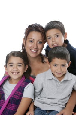 İspanyol tek üst aile anne, oğlu ve kızı ile