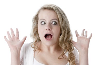 Headshot sürpriz beyaz genç kız