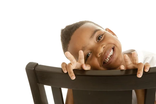 Feliz niño en blanco — Foto de Stock