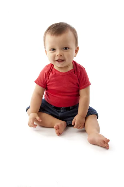 Baby boy sitting up — Stock Photo, Image