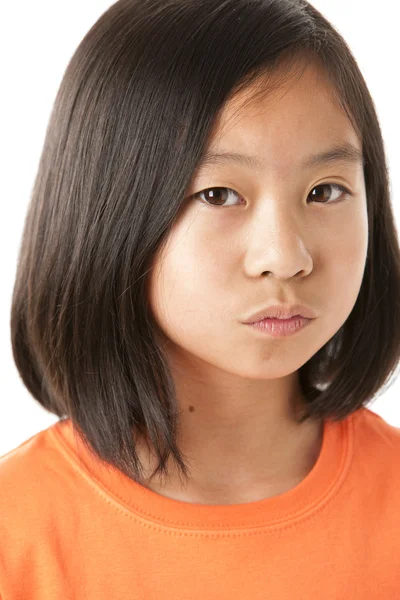 Displeased asian little girl — Stock Photo, Image