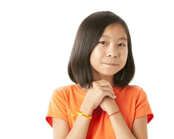Söt asiatisk tjej söker hoppfull — Stockfoto