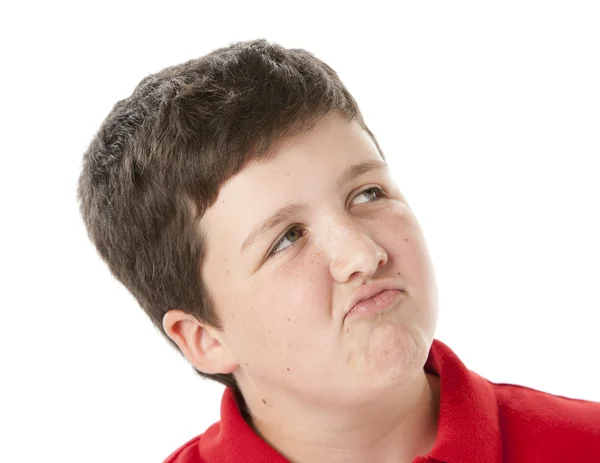 Close up portrait of stubborn boy — Stock Photo, Image