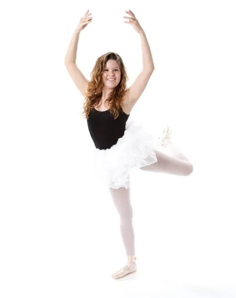 Caucasian teenage girl ballet dancer in a graceful pose — Stock Photo, Image
