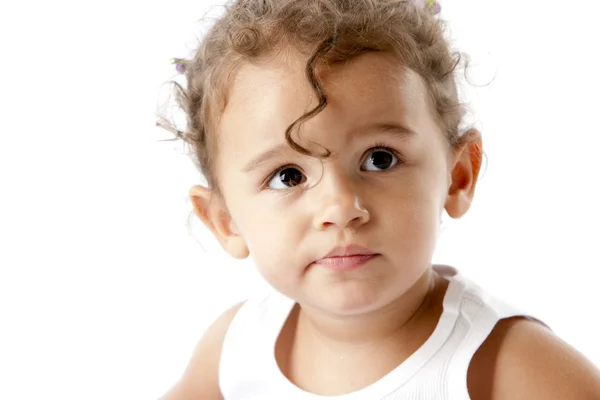 がっかりした表情で混合レース幼児の女の子 — ストック写真