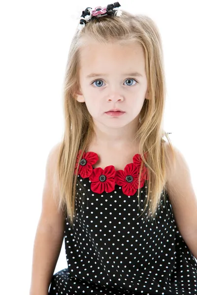 Yüzünde üzgün expxression beyaz küçük kız — Stok fotoğraf