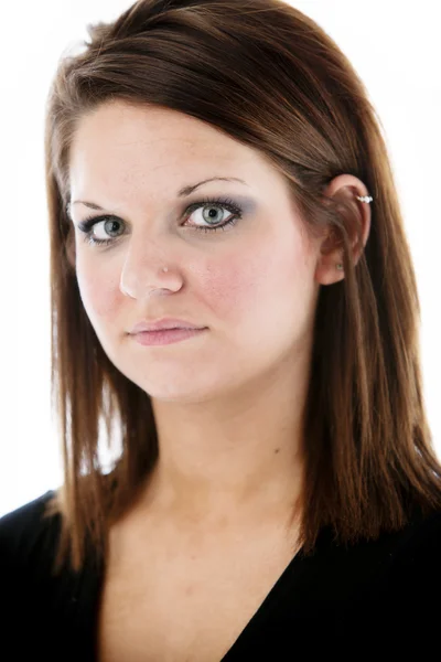 Serious caucasian young woman — Stock Photo, Image