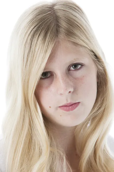 Headshot of angry teenage girl — Stock Photo, Image