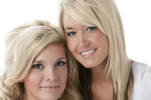 Headshot of two pretty smiling women — Stock Photo, Image