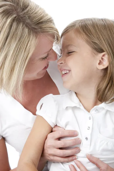 Full frame image of mother and daughter affectionately rubbing noses — Stock Photo, Image